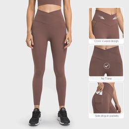 L199 V-Bel Pantolon Yüksek Rise Tayt Yoga Pantolon Kadın Elastik Tayt Hiçbir T-Line Eşofman Altı Koşu Spor Pantolon
