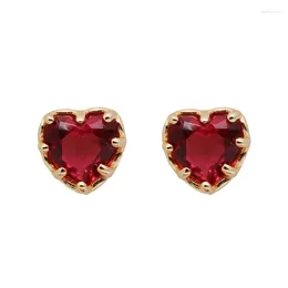 Stud Earrings Korean Fashion Jewelry For Women Red Heart Crystal Statement Accessories Pendientes Mujer