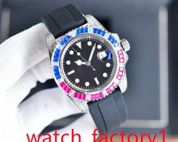 Leisure Watch Original Automatic Movement Rubber Band High Quality Sapphire Mirror Face Men's Watch Colourful Diamond Decorative Case