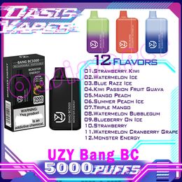 Original UZY Bang BC5000 E Cigarettes 0% 2% 3% 5% 12ml Pre-filled Pod 650mAh Battery 12 Flavours Disposable Vape Pen Puffs 600
