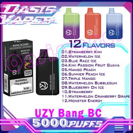 Original UZY Bang BC5000 E Cigarettes 0% 2% 3% 5% 12ml Pre-filled Pod 650mAh Battery 12 Flavors Disposable Vape Pen Puffs 600