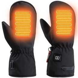 Ski Gloves Electric Heated Gloves Hand Warmer Gloves Double Side PU Leather Heated Ski Gloves 3 Gear Temperature for Outdoor Camping Hiking 231116