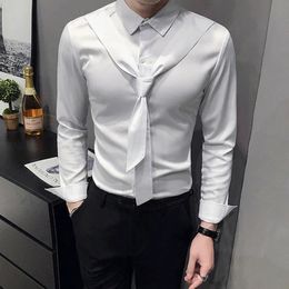 Men's Casual Shirts Spring Autumn Silk Dress Shirt Slim Fit LongSleeved Blouse Men Stage Party Formal Mens Brand Clothing S5XL 231116