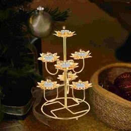 Candle Holders Ghee Lamp Holder Metal Candleholder Stand Lotus Rack Shaped Candlestick Tea Lantern