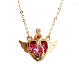 Pendant Necklaces 12 Pcs/ Lot Fashion Jewellery Accessories Pink Rhinestone Wing Heart Necklace