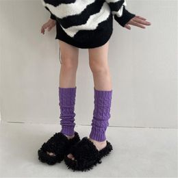 Women Socks Student Solid Color Twist Knit Leg Warmer Winter Warm Stretchy Calf