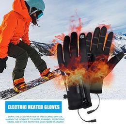 Ski Gloves Winter Thermal Heated Ski Bike Motorcycle Touch-screen USB Rechargeable Warm Gloves Electric Hand Warmers Winter Mittens 231116