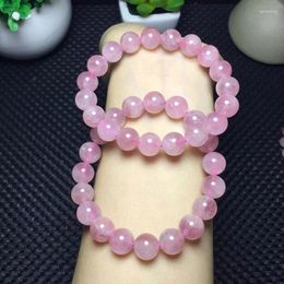 Strand Rose Quartz Bracelet Crystal Ball Beads Bangle Natural Gemstone Reiki Healing Gift