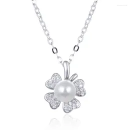 Chains Fashion Pearl Necklace Women's 925 Silver Pendant Temperament Simple Jewelry CHE598