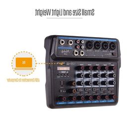 Freeshipping U6 Musical Mini Mixer 6 Channels Audio Mixers BT USB Mixing Console with Sound Card Built-in 48V Phantom Power EU Plug Ucoux