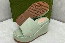 Fashion Slope sole slide sandals slippers for women Thick sole Hot Designer unisex beach canvas flip flops slipper 36-42