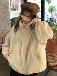 Women's Trench Coats Autumn And Winter Korean Version 2023 Loose Versatile Retro Workwear With Plush Thickened Cotton Coat For Women