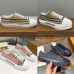 Vintage Print Cheque Sneakers Designer Casual Shoe Men Two-tone Cotton Gabardine Flats Shoe Printed Lettering Plaid Calfskin Canvas Trainers 23ss NO288