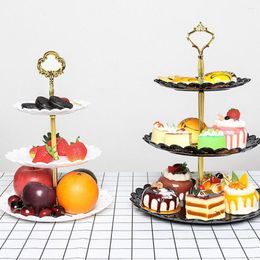 Bakeware Tools Cake Tray Stand Tool Home Cupcake Holder Stable 2-layer Tabletop Fruit Plates Display Rack Displaying White