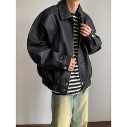 Men's Jackets Oversize Punk Pu Leather Autumn Outerwear Vintage Black Motorcycle Loose Casual Zip Up PU Jacket Fashion 231115