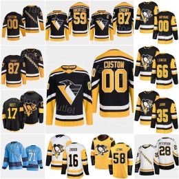 Pittsburgh''penguins''custom 2022 Хоккей Крис Летанг Джерси Брайан Руст Джейк Генцель Евгений Малкин Сидни Кросби Тристан Джарри Тедди сшил