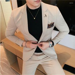 Men's Suits Plus Size 7XL 6XL (Jacket Pant) 2023 Mens Business Casual Office Suit Groom Wedding Dress Social Party Stage Host Formal