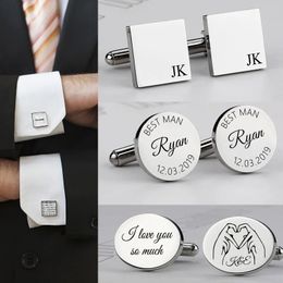 Cuff Links Personalised Man Cufflinks Stainless Steel Shirt Cuff Button Custom Wedding Gifts Mens Cufflinks 231115