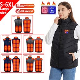 Men's Vests 17/11 Places Heated Vest Men Women Usb Heated Jacket Heating Vest Thermal Clothing Hunting Vest Winter Heating Jacket S-6XL 231116