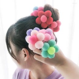 Hair Accessories 3pcs Plush Ball Flower Elastic Rope Band HandmadePonytail Holders Sweet Colorful Ring Kid Girl