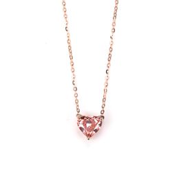 14K/ Rose Gold Pink Lab Grown Diamond Necklace With Certificate Women's Decorations/Pendant