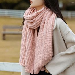 Scarves Twist Crochet Knitted Scarf Women Solid Neck Warmer Knit Thick Woollen Knitting Neckerchief Vintage DIY