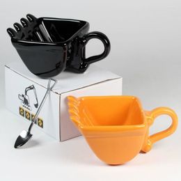 Mugs 340ml Funny Excavator Bucket Model Coffee Creative For Dessert Ceramic Mug Cups Gift Canecas Cake Cup