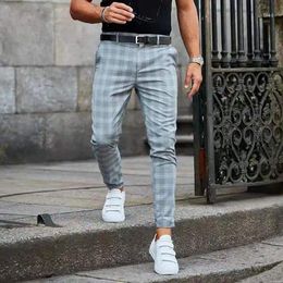 Men's Pants 2023 Classic Fashion Plaid Summer Casual Thin Business Elastic Slim-fit Brand Men