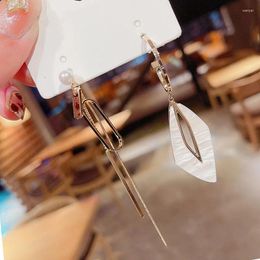 Dangle Earrings Korean Temperament Fashion Personality Asymmetrical Geometric Fringe Female S925 Silver Needle AB Face Thin