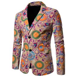 Mens Suits Blazers Autumn And Winter Coat Jacket Men Causal Flower Suit Slim Fit Ethnic Floral Retro Dress Blazer Masculino 231116