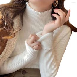 Women's Blouses Women Winter Top Shirring Whorl Texture Pullover Soft Cold-proof Half High Collar Plush Neck Protection Spring Blouse