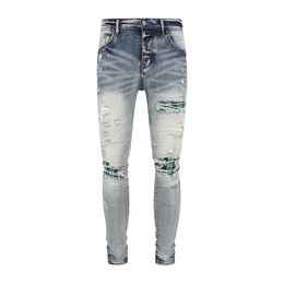 2023 New Mens jeans Distressed Motorcycle biker jean Rock Skinny Slim Ripped hole letter Top Quality Brand Hip Hop Denim Pants 336BH