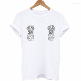 Women's T Shirts Summer Tumblr Girls Shirt Funny Pineapple Boobs Graphic T-shirts Ladies Tropical Vacation Illustration Printed Tee Top