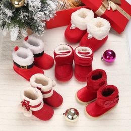 First Walkers Baby Shoes Winter Christmas Baby Shoes Cute Santa Claus Boys and Girls 11CM12CM13CM 012 Months Warm Lining Soft 231115