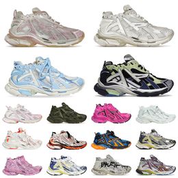 2024 Platform Flat Sneakers Track Runners 7 Designer Dress Shoes Printed Transmit Sense Tracks Vintage Platform Vintage Graffiti Mens Women Trainers Loafers