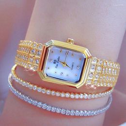 Wristwatches Bs Women Watches Diamond Crystal Gold Female Small Dial Square Ladies Montre Femme 2023