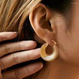 Stud Earrings For Women Trendy 18K Gold Plated Lightweight Hypoallergenic Vintage Spiral Design Jewellery Gift