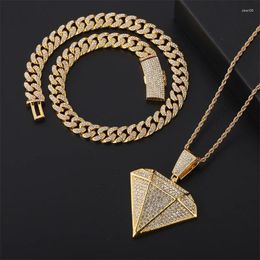 Chains D&Z Iced Out Pendant 3pieces 13mm Rhinestones Miami Cuban Chain HipHop Bling Necklaces Fashion Jewelry For Man