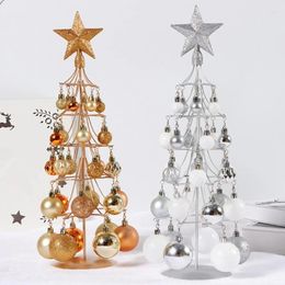 Christmas Decorations Metal Tree Lights Tabletop Wrought Ornaments Display Stand With Crystal Pendants Decoration