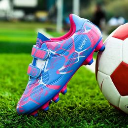 Dress Shoes Kids Soccer Shoes Indoor Hook Loop Soccer Cleats Boys Long Spike Futsal Shoes Children Football Sneaker botas de 231116