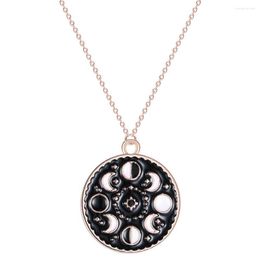 Pendant Necklaces Necklace Women Black Enamel Vintage Rouind Moon Crecent Charm Choker Jewellery Gifts For Christmas