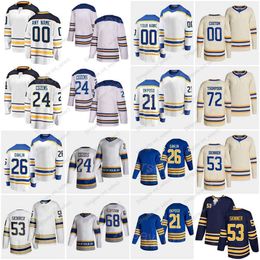 Men Hockey Heritage Classic 72 Tage Thompson Jersey Reverse Retro 26 Rasmus Dahlin 53 Jeff Skinner 21 Kyle Okposo 24 Dylan Cozens 68''nhl