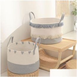 Baby Cribs Diaper Caddy Organiser Cotton Rope Nursery Storage Bin Portable Basket For Changing Table And Car 230915 Drop Delivery Kids Dhvgj