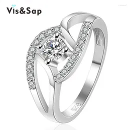 With Side Stones Eleple White Gold Color Jewelry Rings For Women Cubic Zirconia Vintage Engagement Ring Bague Wedding Fashion VSR009