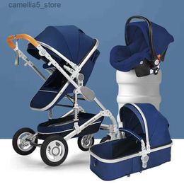 Strollers# 2023 baby stroller 2 in 1 baby carriage travel Pushchair portable two way Newborn pram High Landscape Folding stroller NEW Q231116
