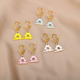 Dangle Earrings Vintage Circle Triangle Pendant For Women Pink Blue Yellow Oil Drop Geometric Ear Stud Trend Pierced Jewerly