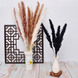 Decorative Flowers Black Reed Grass Dried Flower Bouquet 15pcs/Lot Natural Plant Small Pampas For Wedding Home Decor Stylish Rustic Ornament
