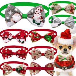 Dog Apparel 50pcs Christmas Bow Tie Pet Supplies Accessories Small Dogs Cat Bowties Neckteis Holiday Products 231116