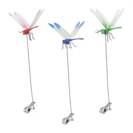 Garden Decorations 3 Pieces Artificial Dragonfly Stakes Flower Pot Decoration Fake Pole Clips For Yard Outdoor Lawn Decor Patio