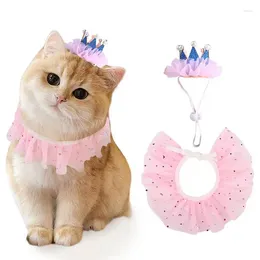 Dog Apparel Pink Tutu Skirt Adjustable Birthday Party Cat Dress With Crown Comfortable Pet Costume For Festival Gift